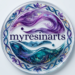 “MyResinArts logo featuring purple and blue resin waves with floral circular design, representing handmade customized resin art and creative gifts.”
